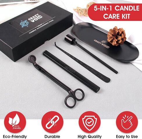 5 in 1 Stainless Steel Candle Care set, Candle Wick Trimmer, Cutter, Candle Snuffer & Candle Wick Dipper, USB type-C Rechargeable Lighter, Storage Tray Plate for Candle - Candle trimmer set in Saudi Arabia