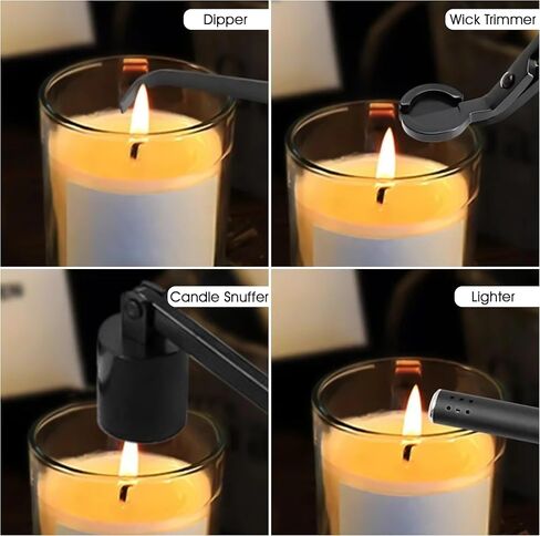 5 in 1 Stainless Steel Candle Care set, Candle Wick Trimmer, Cutter, Candle Snuffer & Candle Wick Dipper, USB type-C Rechargeable Lighter, Storage Tray Plate for Candle - Candle trimmer set in Saudi Arabia