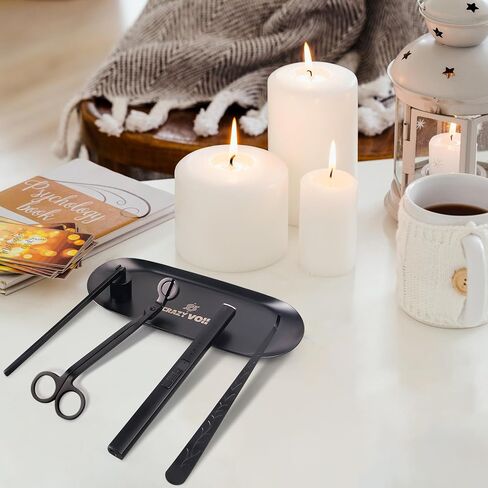 5 in 1 Stainless Steel Candle Care set, Candle Wick Trimmer, Cutter, Candle Snuffer & Candle Wick Dipper, USB type-C Rechargeable Lighter, Storage Tray Plate for Candle - Candle trimmer set in Saudi Arabia