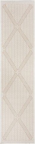 SAFAVIEH Bermuda Collection Runner Rug - 2' x 12', Cream & Beige, Non-Shedding & Easy Care, Machine Washable Indoor/Outdoor & Washable-Ideal for Patio, Backyard, Mudroom (BMU811A) in Saudi Arabia