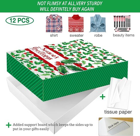 24 Christmas Cookie Bags for Gift Giving with Xmas 80 Gifts Stickers,Small Assorted holiday party Paper Kraft favor Goody Boxes Bulk for Packing,food treat container for wrapping in Kuwait