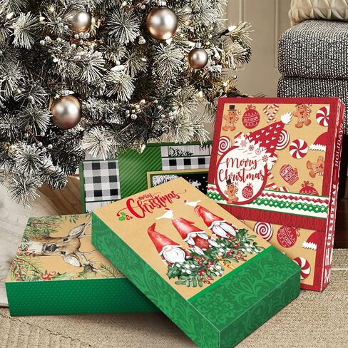 24 Christmas Cookie Bags for Gift Giving with Xmas 80 Gifts Stickers,Small Assorted holiday party Paper Kraft favor Goody Boxes Bulk for Packing,food treat container for wrapping in Kuwait