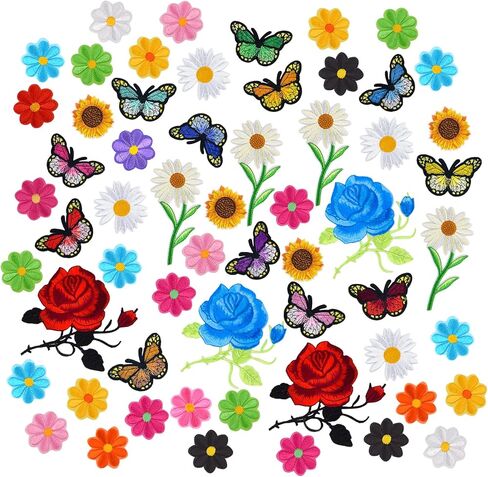 36 Pieces Sunflower Iron/Sew on Patches Daisy Flower Cute Rainbow Embroidered Applique Patches for Clothing Large Colorful Decorative Daisy Patches for Clothes Dress Hat Jeans DIY in Saudi Arabia