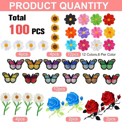 36 Pieces Sunflower Iron/Sew on Patches Daisy Flower Cute Rainbow Embroidered Applique Patches for Clothing Large Colorful Decorative Daisy Patches for Clothes Dress Hat Jeans DIY in Saudi Arabia
