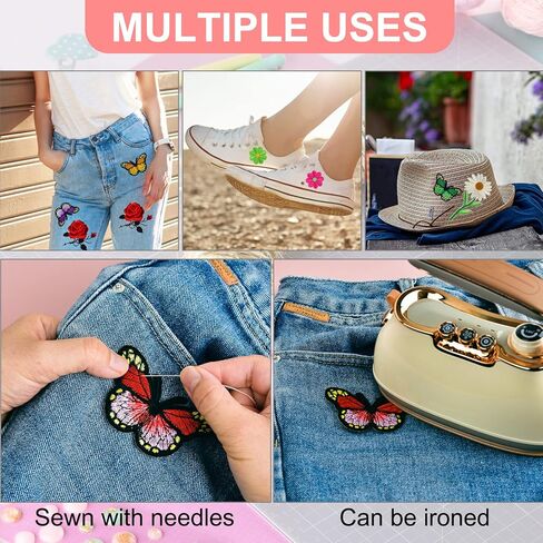 36 Pieces Sunflower Iron/Sew on Patches Daisy Flower Cute Rainbow Embroidered Applique Patches for Clothing Large Colorful Decorative Daisy Patches for Clothes Dress Hat Jeans DIY in Saudi Arabia