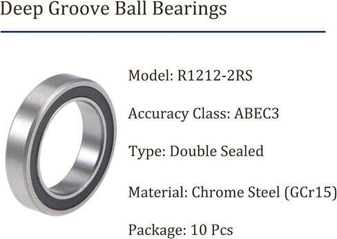 10pcs Deep Groove Ball Bearings - [1/2 Inch x 3/4 Inch x 5/32 Inch] Chrome Steel Balls for Motors Machine Tool Gearboxes Bearing Use, Double Seal ABEC3 in Saudi Arabia