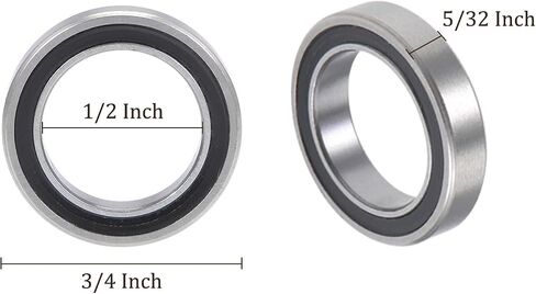 10pcs Deep Groove Ball Bearings - [1/2 Inch x 3/4 Inch x 5/32 Inch] Chrome Steel Balls for Motors Machine Tool Gearboxes Bearing Use, Double Seal ABEC3 in Saudi Arabia
