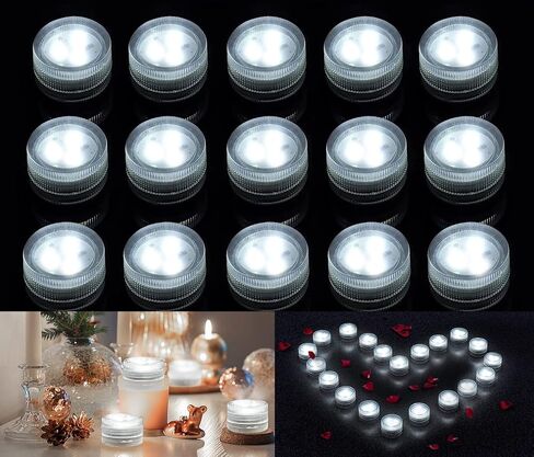 Mini Waterproof Battery LED TeaLight 20pcs 1.2" Battery Powered LED Puck Accent Light for Party Events WeddingCenterpiece Vases Lantern Paper Crafts Poll Pond Hot Tub Fountain Decor(Warm White) in Kuwait