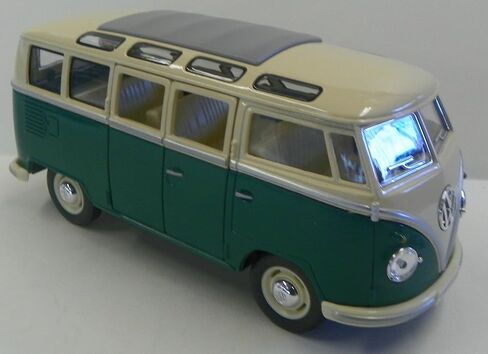 KINGSMART 1962 Volkswagen Classic Hippy Bus 7" 1:24Scale Blue Die Cast Metal Model Toy Pull Back Action Car in Kuwait