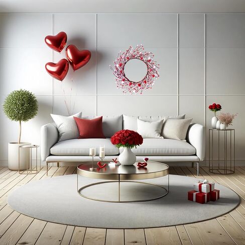 إكليل عيد الحب مقاس 45.72 سم، إكليل التوت على شكل قلب لعيد الحب بالباب الأمامي لتزيين حفلات الزفاف في عيد الحب، باللون الوردي والأحمر in Kuwait