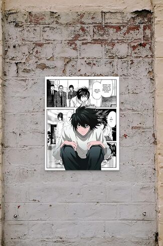 Ouroboros Art & Design - مجموعة ملصقات الرسوم المتحركة Death Note - Yagami Light وRyuk وL - ورق ممتاز غير لامع 300 جرام في المتر المربع - مجموعة من 3-8x10 بوصة - غير مؤطرة in Kuwait