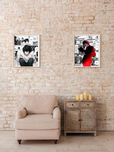 Ouroboros Art & Design - مجموعة ملصقات الرسوم المتحركة Death Note - Yagami Light وRyuk وL - ورق ممتاز غير لامع 300 جرام في المتر المربع - مجموعة من 3-8x10 بوصة - غير مؤطرة in Kuwait