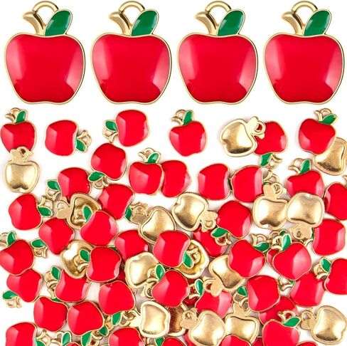 Joez Wonderful Apple Pendant Charm, Apple Shape Alloy Enamel Fruit Pendants Beads for Handmade Earring Necklace Bracelet in Kuwait