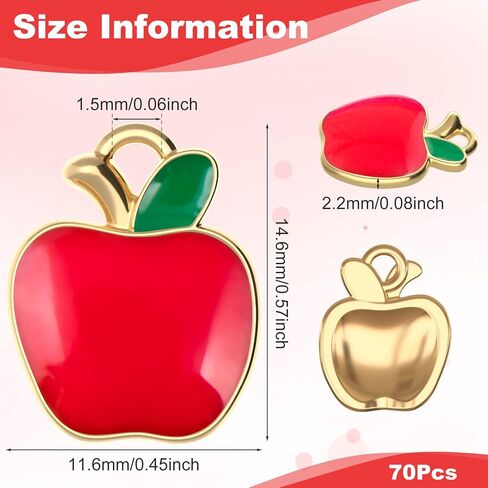 Joez Wonderful Apple Pendant Charm, Apple Shape Alloy Enamel Fruit Pendants Beads for Handmade Earring Necklace Bracelet in Kuwait