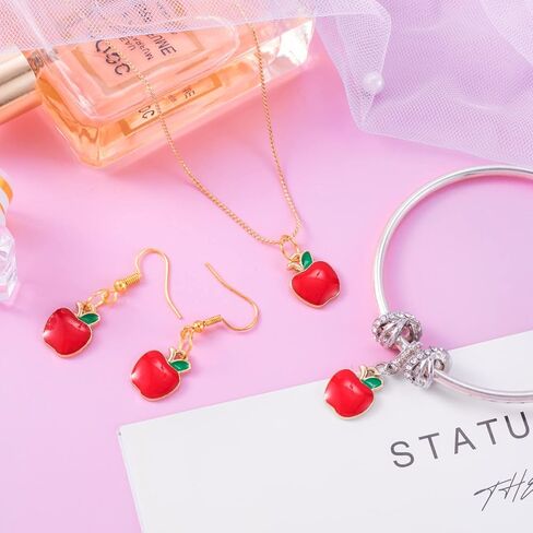 Joez Wonderful Apple Pendant Charm, Apple Shape Alloy Enamel Fruit Pendants Beads for Handmade Earring Necklace Bracelet in Kuwait