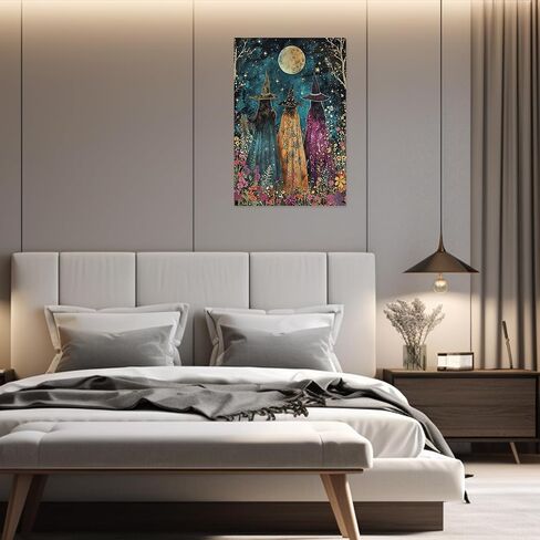 Generic Horror Halloween Home Decor Posters Three Witches Gather in The Maple Forest Vintage Gothic Wall Decor Autumn Beautiful Witches Forest Canvas Art Wall Decor for Living Room 12x16in Unframed in Saudi Arabia