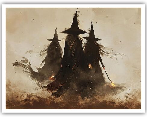Generic Horror Halloween Home Decor Posters Three Witches Gather in The Maple Forest Vintage Gothic Wall Decor Autumn Beautiful Witches Forest Canvas Art Wall Decor for Living Room 12x16in Unframed in Saudi Arabia