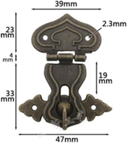 1Pc Vintage Hardware Antique Brass Hasps Decorative Jewelry Gift Wooden Box Hasp Retro Suitcase Latch Hook With Screws 63X47Mm 1- in Saudi Arabia