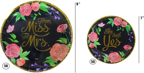 Oojami 100 Count Paper Plates 50-9" and 50-7" Dessert disposable Plates Ideal for birthday, party, gender reveal, pink theme, pink plates, disposable dinner and dessert plates in Kuwait