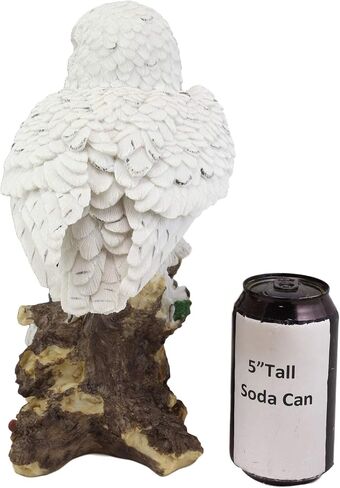 Ebros Snowy Tundra White Owl Perching On Tree Branch with Baby Owlets Statue 12" Tall Whimsical Tundra Forest Nocturnal Taxidermy Owls Figurine in Saudi Arabia