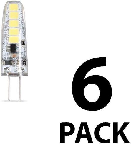 Feit Electric LED Capsule Specialty Light Bulb, 20W Equivalent, Dimmable, G4 Base, 3000K Warm White, 170 Lumens, Desk Lamp Light Bulbs with 10,000-Hour Lifetime, BP20G4/830/LED/6, 6-Pack in Saudi Arabia
