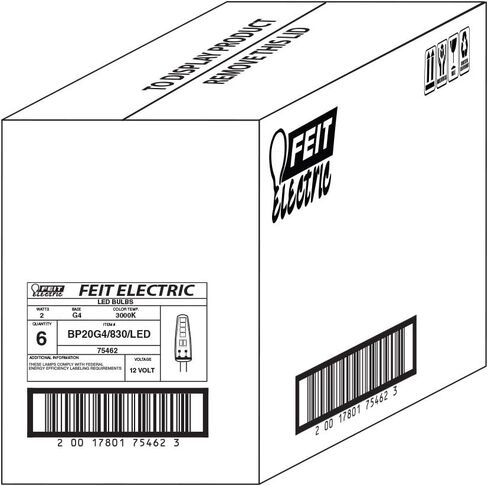 Feit Electric LED Capsule Specialty Light Bulb, 20W Equivalent, Dimmable, G4 Base, 3000K Warm White, 170 Lumens, Desk Lamp Light Bulbs with 10,000-Hour Lifetime, BP20G4/830/LED/6, 6-Pack in Saudi Arabia