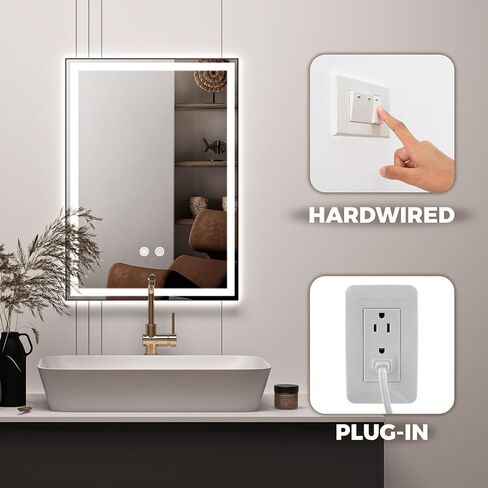 مرآة حمام LED مقاس 32 بوصة * 48 بوصة، مرآة زينة مزودة بأضواء، مضادة للضباب، قابلة للتعتيم، وظيفة الذاكرة، 3 ألوان لدرجات الحرارة in Saudi Arabia