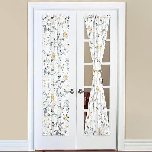VOGOL Door Curtain Panel, Thermal Insulated Grey Pattern Printed French Door Curtains, Sidelight Door Privacy Panels for Window Living Room Doorways, 25 x 72 Inches, 1 Panel in Kuwait