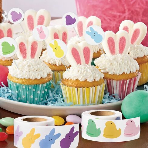 Easter Kids' Stickers Rolls - 1000pcs(2 Rolls)20 Styles Easter Bunny Marshmallow Chick Sticker Roll Cartoon Cute Giftwrap Self-Adhesive Novelty Easter Gift Wraping School Student Prizes Reward in Kuwait