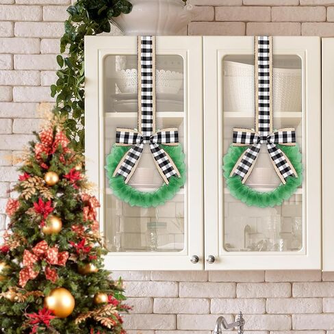 إكليل زجاج البحر الأخضر - إكليل عيد الميلاد الصغير المصنوع يدويًا مقاس 8 بوصات، أكاليل خزانة المطبخ على الطراز الساحلي لأكاليل ديكور عيد الميلاد للمنزل والباب والنافذة والكرسي والجدار in Kuwait