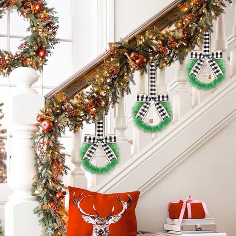 إكليل زجاج البحر الأخضر - إكليل عيد الميلاد الصغير المصنوع يدويًا مقاس 8 بوصات، أكاليل خزانة المطبخ على الطراز الساحلي لأكاليل ديكور عيد الميلاد للمنزل والباب والنافذة والكرسي والجدار in Kuwait