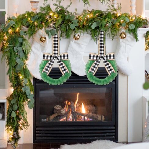 إكليل زجاج البحر الأخضر - إكليل عيد الميلاد الصغير المصنوع يدويًا مقاس 8 بوصات، أكاليل خزانة المطبخ على الطراز الساحلي لأكاليل ديكور عيد الميلاد للمنزل والباب والنافذة والكرسي والجدار in Kuwait