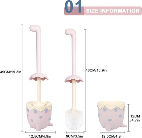 Toilet Brush Dinosaur Shape,Cute Shape Look, TPR Bristles Round Brush, Compact Size Toilet Brushes Floor Standing, 1-Pack in Saudi Arabia