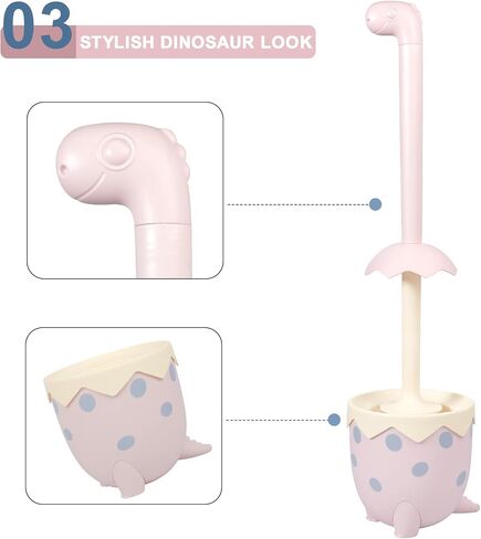 Toilet Brush Dinosaur Shape,Cute Shape Look, TPR Bristles Round Brush, Compact Size Toilet Brushes Floor Standing, 1-Pack in Saudi Arabia