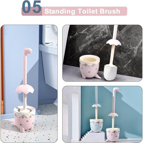 Toilet Brush Dinosaur Shape,Cute Shape Look, TPR Bristles Round Brush, Compact Size Toilet Brushes Floor Standing, 1-Pack in Saudi Arabia