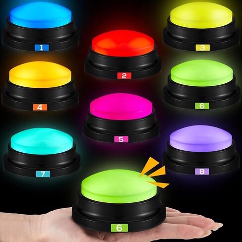 Xuhal 8 Pcs Buzzers for Trivia Games Show Buzzers Recordable Answer Buzzers with Number Recordable Button Gift for Christmas Office Home Trivia Nights, 8 Colors in Kuwait