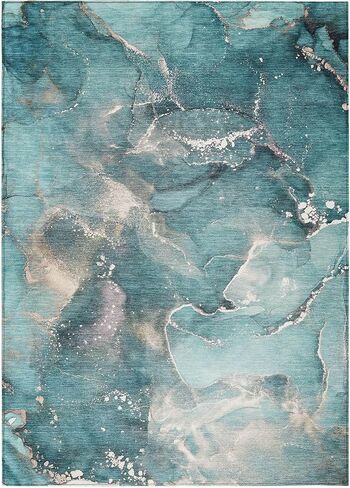 Addison Rugs Chantille ACN518 Teal 2'6" x 3'10 سجادة داخلية وخارجية، مقاومة للبقع، يمكن غسلها في الغسالة، لا تساقط، غرفة النوم، غرفة المعيشة، غرفة الطعام، سجادة المطبخ in Saudi Arabia