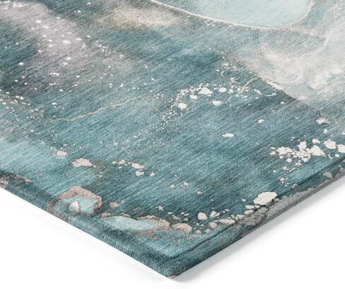 Addison Rugs Chantille ACN518 Teal 2'6" x 3'10 سجادة داخلية وخارجية، مقاومة للبقع، يمكن غسلها في الغسالة، لا تساقط، غرفة النوم، غرفة المعيشة، غرفة الطعام، سجادة المطبخ in Saudi Arabia