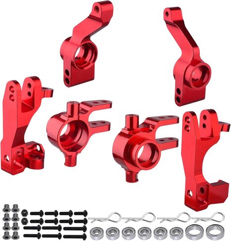 كتل عجلات مفصل التوجيه من الألومنيوم من AllinRC، ترقيات حاملات المحور C-Hubs لـ 1/10 Traxxas Slash 4X4، Stampede 4X4، Rustler 4WD، يستبدل الجزء 6837 6832 1952 (أحمر) in Kuwait