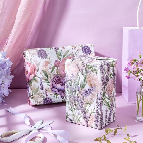 WRAPAHOLIC Mother's Day Wrapping Paper Sheet - 12 Sheets Floral Design Folded Flat with 12 Gift Tags for Party - 19.7 Inch X 27.5 Inch Per Sheet in Saudi Arabia