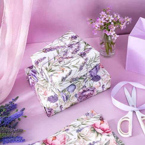 WRAPAHOLIC Mother's Day Wrapping Paper Sheet - 12 Sheets Floral Design Folded Flat with 12 Gift Tags for Party - 19.7 Inch X 27.5 Inch Per Sheet in Saudi Arabia