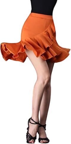 Womens Latin Dance Skirt Wrap Cross Front Flounce Frilled Swing Hem Ballroom Dancewear Salsa Rumba Tango Practice in Saudi Arabia