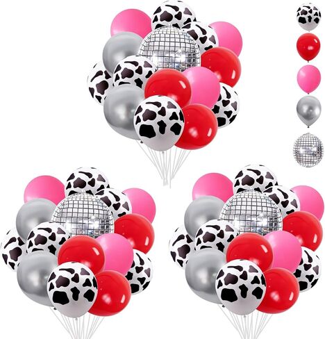 Lukinuo راعية البقر بالونات 95pcs الوردي البقرة الغربية طباعة اللاتكس النثار بالون لراعية البقر ديسكو الغربية الرجعية الحصان آخر روديو العازبة حزب البقرة موضوع الطفل الزفاف دش الزفاف عيد ميلاد الديكور in Kuwait