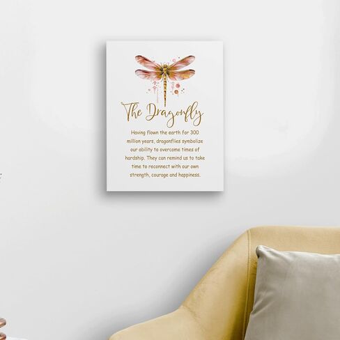 WODMIS Inspirational Dragonfly Wall Decor Framed Canvas Wall Art, Watercolor Green Dragonfly Motivational Wall Decor Canvas Home Decorations for Home Bathroom Bedroom Office Wall Decor 11x14 in Saudi Arabia