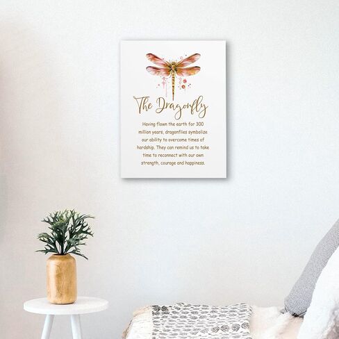 WODMIS Inspirational Dragonfly Wall Decor Framed Canvas Wall Art, Watercolor Green Dragonfly Motivational Wall Decor Canvas Home Decorations for Home Bathroom Bedroom Office Wall Decor 11x14 in Saudi Arabia