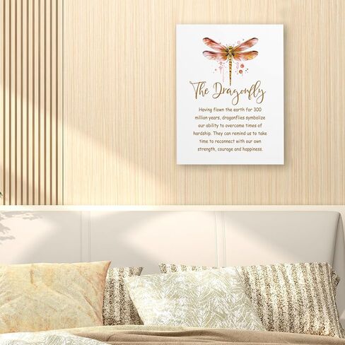 WODMIS Inspirational Dragonfly Wall Decor Framed Canvas Wall Art, Watercolor Green Dragonfly Motivational Wall Decor Canvas Home Decorations for Home Bathroom Bedroom Office Wall Decor 11x14 in Saudi Arabia
