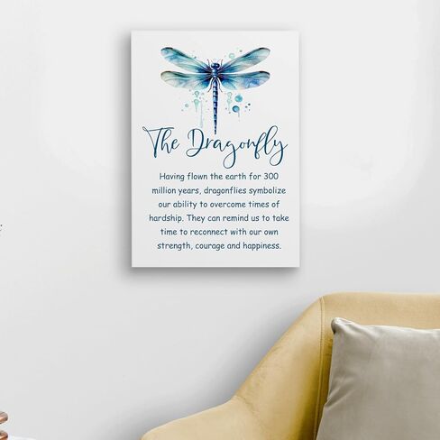 WODMIS Inspirational Dragonfly Wall Decor Framed Canvas Wall Art, Watercolor Green Dragonfly Motivational Wall Decor Canvas Home Decorations for Home Bathroom Bedroom Office Wall Decor 11x14 in Saudi Arabia