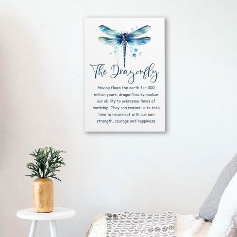 WODMIS Inspirational Dragonfly Wall Decor Framed Canvas Wall Art, Watercolor Green Dragonfly Motivational Wall Decor Canvas Home Decorations for Home Bathroom Bedroom Office Wall Decor 11x14 in Saudi Arabia