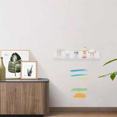BYCY Acrylic Floating Shelves for Wall Decor Storage Kids Book Display Shelves for Living Room，Clear Floating Shelves Wall Mount for Bedroom, Bathroom, Kitchen,Office (2+4IN 4Pack Black) in Saudi Arabia