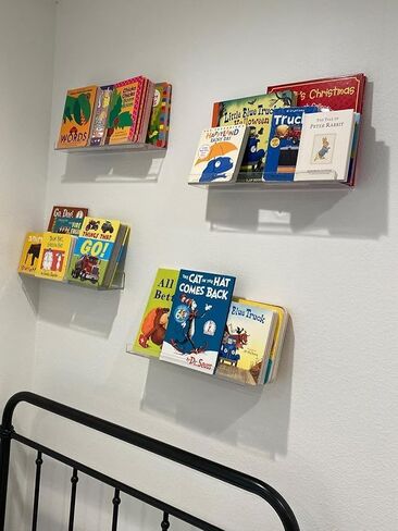 BYCY Acrylic Floating Shelves for Wall Decor Storage Kids Book Display Shelves for Living Room，Clear Floating Shelves Wall Mount for Bedroom, Bathroom, Kitchen,Office (2+4IN 4Pack Black) in Saudi Arabia